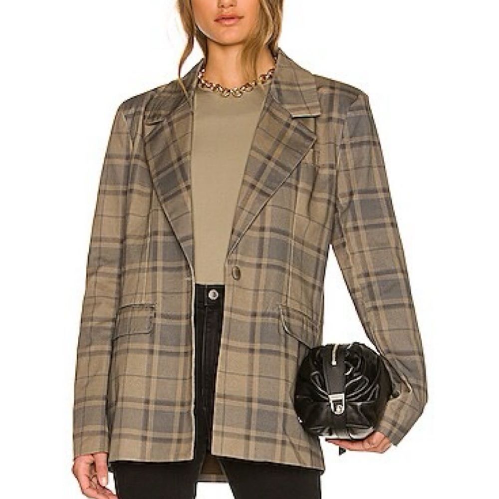 NWT WeWoreWhat Cool plaid Cotton Blazer Large